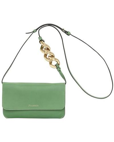JW Anderson Leather Phone Chain Pouch - Green
