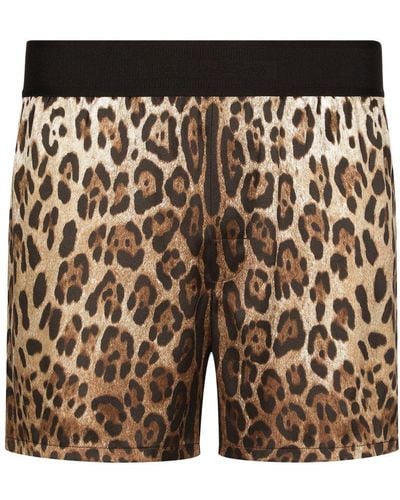 Dolce & Gabbana Leopard-Print Silk Shorts - Black