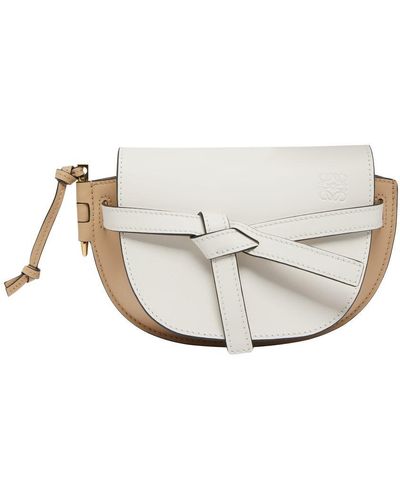 Loewe Gate Dual Mini Leather Shoulder Bag - White