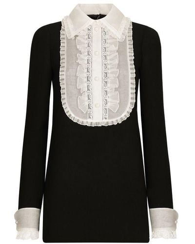 Dolce & Gabbana Short Wool Crepe Dress - Black