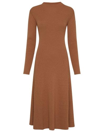 Moncler Long-Sleeved Dress - Brown