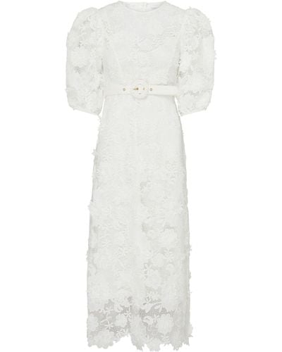 Zimmermann Kleid aus floraler Spitze Halliday - Weiß