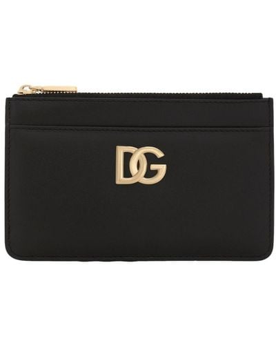 Dolce & Gabbana Calfskin Card Holder With Logo - Black