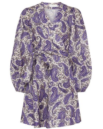 Zimmermann Devi Paisley-print Wrap Dress - Purple