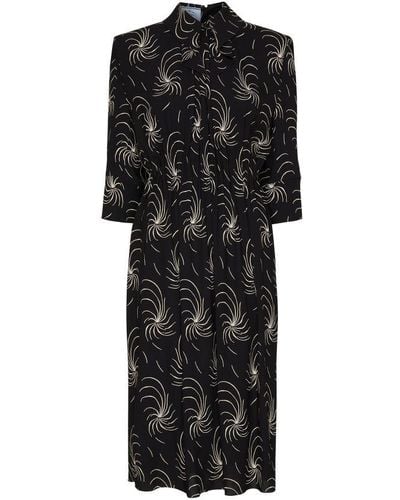 Prada 3/4 Sleeve Midi Dress - Black