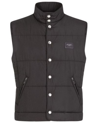 Dolce & Gabbana Nylon Vest With Branded Tag - Black