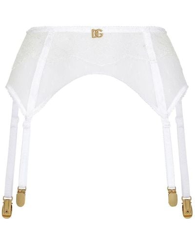 Dolce & Gabbana Lace Suspender Belt With Dg Logo - White