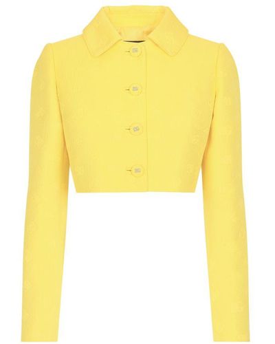 Dolce & Gabbana Short Quilted Jacquard Jacket - Yellow