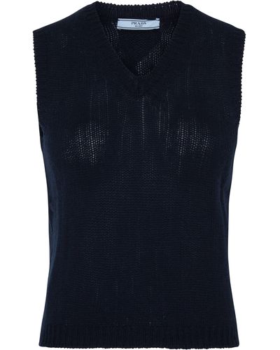Prada Ärmelloser Pullover aus Strick - Blau