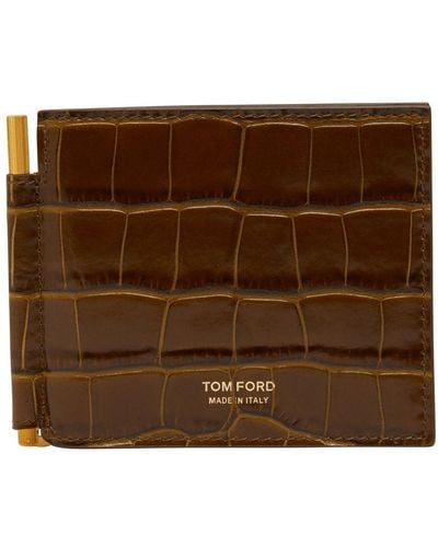 Tom Ford T Line Money Clip Wallet - Brown