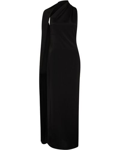 Loewe Robe longue à encolure américaine châle en crêpe - Noir