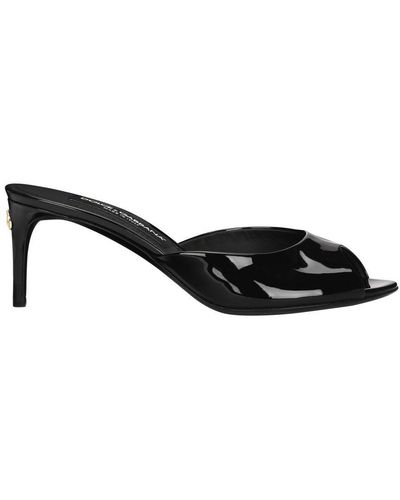 Dolce & Gabbana Patent Leather Mules - Black