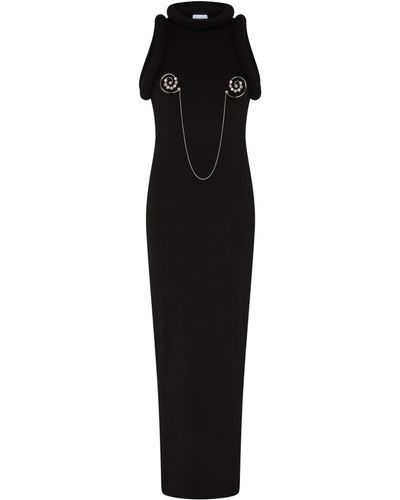 Jean Paul Gaultier Langes Jersey-Viskose-Kleid mit Schaumdetail - Schwarz