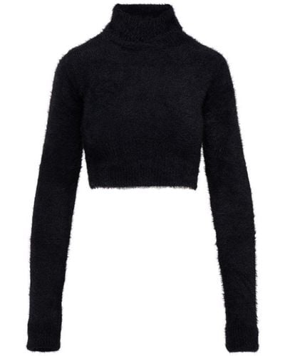 Faith Connexion Cropped Turtleneck Sweater - Black