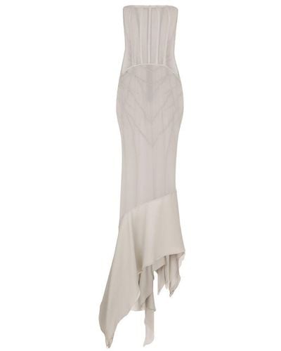 Dolce & Gabbana Kim Dolce&gabbana Silk Semi-sheer Maxi Dress - White
