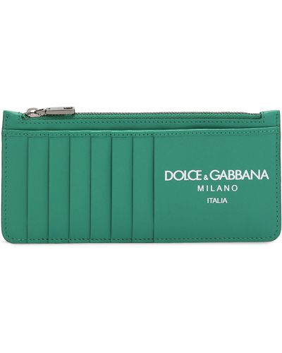 Dolce & Gabbana Porte-cartes en cuir de veau avec logo - Vert