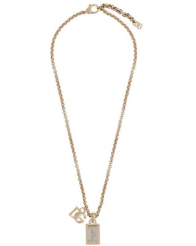 Dolce & Gabbana Link Necklace With Dg Logo And Tag - Metallic