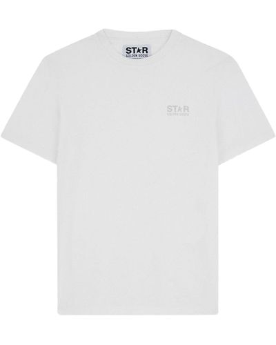 Golden Goose T-shirt Star avec logo et étoile à paillettes - Blanc