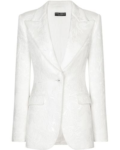 Dolce & Gabbana Veste Turlington en brocart - Blanc