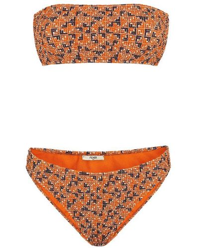 Fendi Bandeau Bikini With High-Leg Briefs - Orange