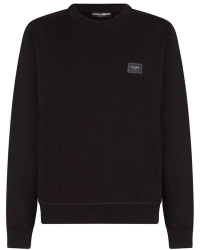 Dolce & Gabbana Jersey Sweatshirt With Branded Tag - Black