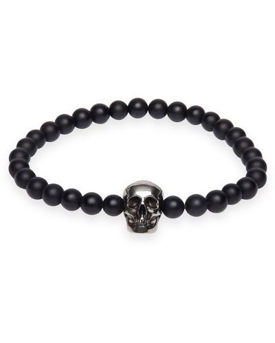 Alexander McQueen Bracelet à perles Skull - Noir
