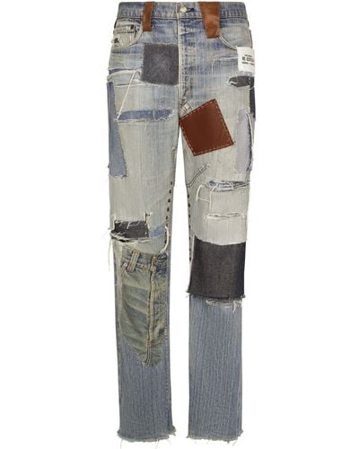 Dolce & Gabbana Gerade Jeans aus Patchwork-Denim - Grau