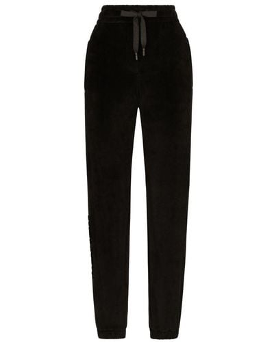 Dolce & Gabbana Jogging Trousers With Embroidery - Black