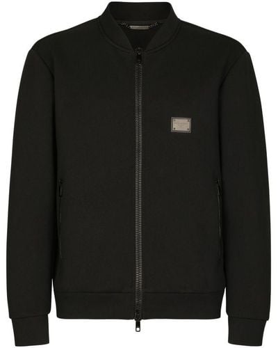 Dolce & Gabbana Technical Piqué Jacket With Branded Tag - Black