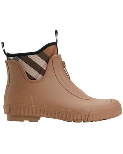 Burberry Check Neoprene And Rubber Rain Boots - Brown