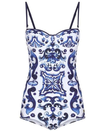 Dolce & Gabbana Balconette One-Piece Swimsuit - Blue