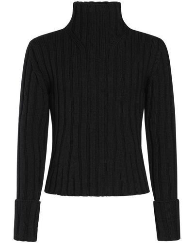 Ann Demeulemeester Warre Cropped Rib Darted High Neck Jumper - Black