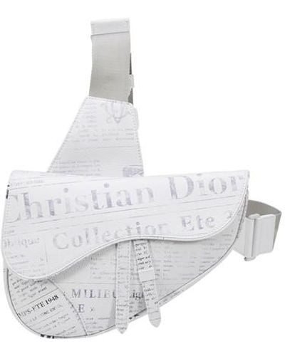 Dior Printed Calfskin And Daniel Arsham Saddle Bag - White