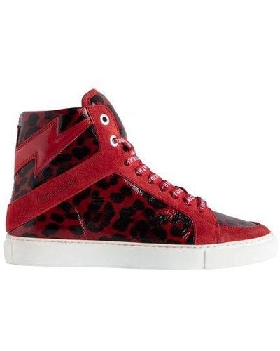 Zadig & Voltaire High Flash Leopard-print High-top Leather Sneakers - Red