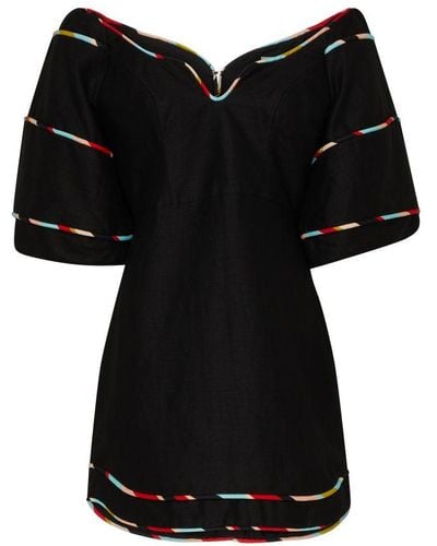 FARM Rio Stripes Mini Dress - Black