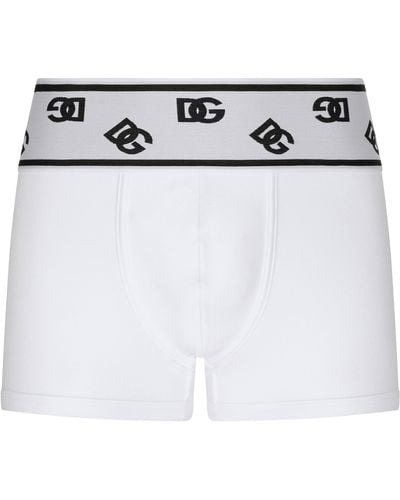 Dolce & Gabbana Boxershorts aus feingerippter Baumwolle mit DG-Logo - Weiß