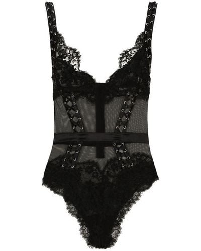 Dolce & Gabbana Lace And Tulle Bodysuit - Black