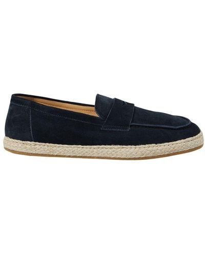 Brunello Cucinelli Suede Loafers With Rope Insert - Blue