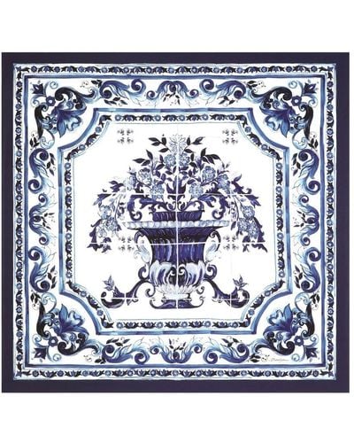 Dolce & Gabbana Large Majolica-print Twill Scarf (140 X 140) - Blue