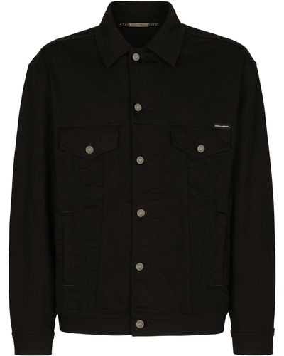 Dolce & Gabbana Stretch-Jacke aus schwarzem Washed-Denim