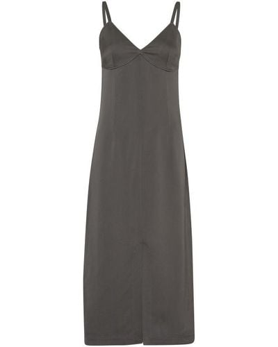 Totême Cami Crêpe Maxi Dress With Split - Gray