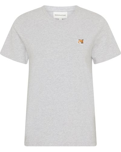 Maison Kitsuné Regular-T-Shirt mit Patch Fox Head - Weiß