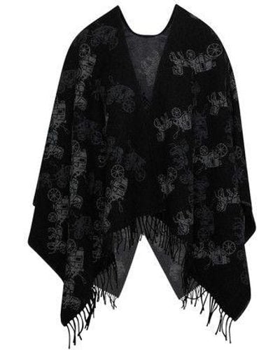 COACH Horse And Carriage Reversible Poncho - Black