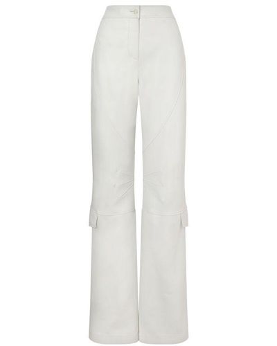 Alberta Ferretti Nappa Leather Pants - White