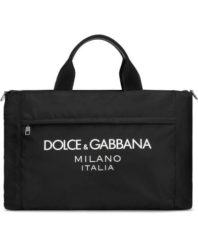 Dolce & Gabbana Reisetasche aus Nylon mit gummiertem Logo - Schwarz
