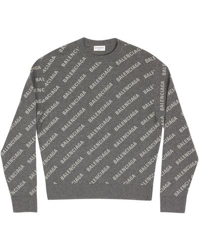 Balenciaga Mini Allover Logo Sweater - Gray