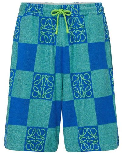 Loewe Anagram Checkered Shorts - Blue