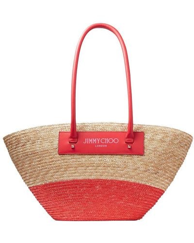 Jimmy Choo Beach Basket Tote Bag - Red
