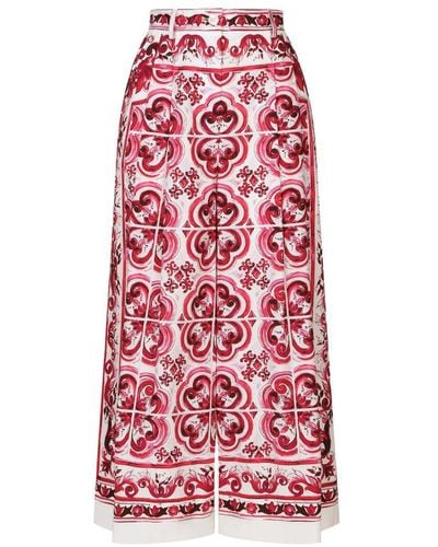 Dolce & Gabbana Majolica-Print Poplin Culottes - Red
