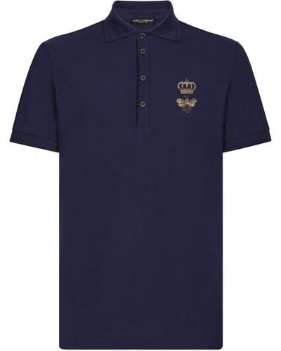 Dolce & Gabbana Poloshirt aus Baumwollpiqué - Blau